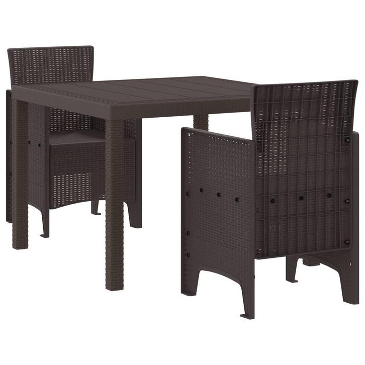 vidaXL Tuin Eettafel Set 3 st Bruin Polypropyleen, Jardin & Terrasse, Ensembles de jardin, Envoi