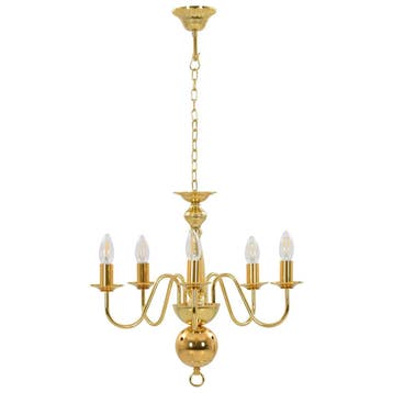 vidaXL Kroonluchter 5xE14 goudkleurig, Huis en Inrichting, Lampen | Kroonluchters, Verzenden, Nieuw