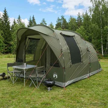 vidaXL Tunneltent Olijfgroen 400 x 260 x 200 cm Polyester en, Caravans en Kamperen, Verzenden, Nieuw