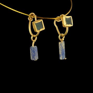 Oud-Romeins Goud Earrings, met glas
