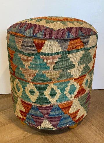 Kelim Poef(Ongebruikt/Nieuw) - Tapijt - 38 cm - 38 cm