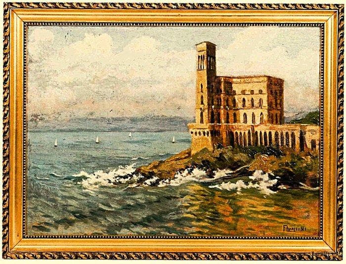 Ugo Flumiani (1876-1938) - Il Castello di Raggio a Genova, Antiquités & Art, Art | Peinture | Classique