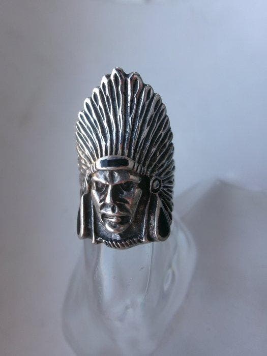 Zonder minimumprijs - Ring Zilver, Onyx, Handtassen en Accessoires, Ringen