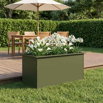 vidaXL Tuinplantenbak met led Olijfgroen 50 x 100 x 48 cm, Verzenden, Nieuw