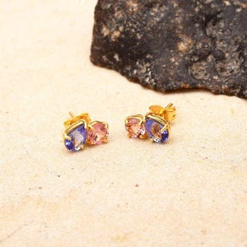 Oorstekers - 14 karaat Geel goud - 2.42ct. tw. Tanzaniet -