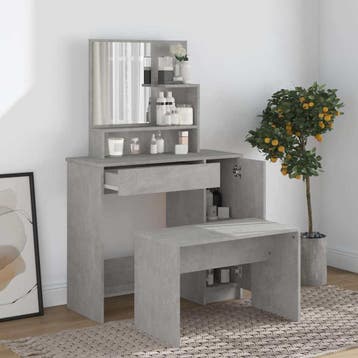 vidaXL Kaptafelset 86,5x35x136 cm betongrijs, Verzenden, Nieuw
