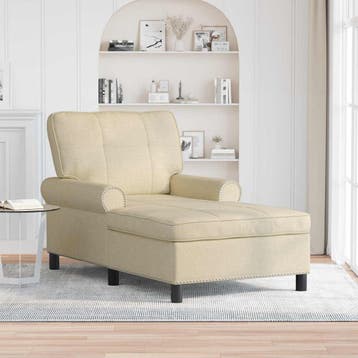 vidaXL Chaise Lounge Crème Stof 91 x 157 x 91 cm, Verzenden