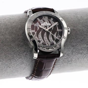 Catena - Diamond Swiss Made Watch - B913QMR12 - Brown Strap, Nieuw