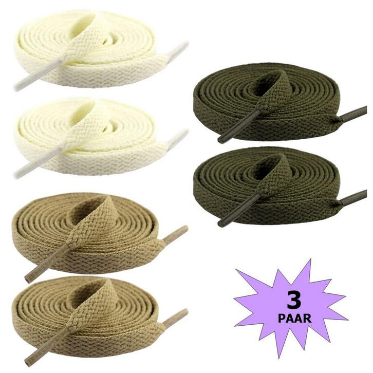 Fako Fashion - Schoenveters - Plat - 8mm - 120cm - 3 Paar -, Kleding | Heren, Schoenen, Verzenden