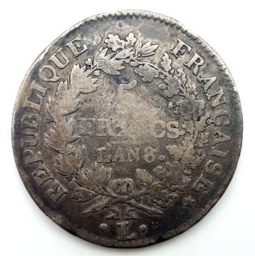 France. Directoire (1795-1799). 5 Francs An 8-L (Bayonne)