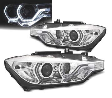 PHARES BMW F30 F31 LCI 15-18 LUMIÈRE DIURNE LED DRL CHROMÉS, Verzenden