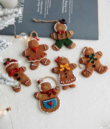 6-Delige Peperkoek Man Kerstboomversiering Hanger Set, Verzamelen, Verzenden, Nieuw