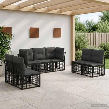 vidaXL Buiten bank set Zwart Polyester, Verzenden, Nieuw