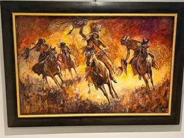 Duitse school (XX) - Indianerkrieger, Antiek en Kunst
