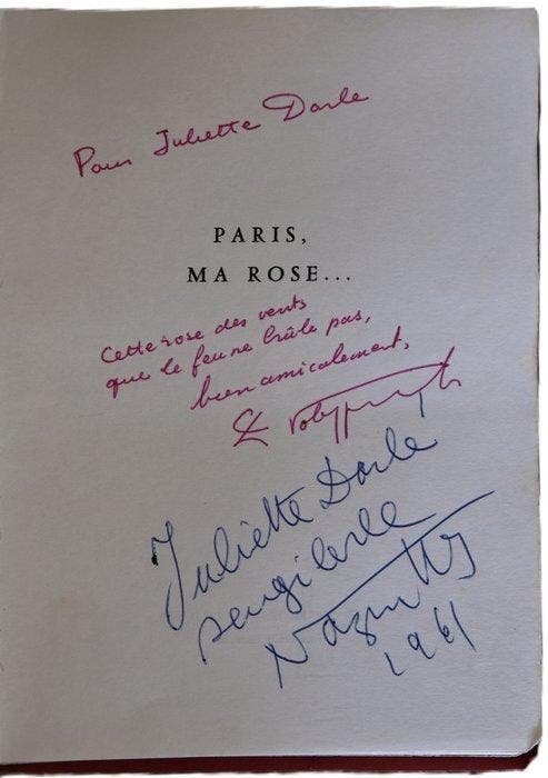 Signé ; Nazim Hikmet / Charles Dobzynski - Paris, ma rose, Antiek en Kunst, Antiek | Boeken en Manuscripten
