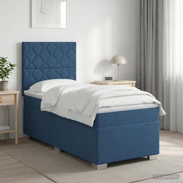 vidaXL Boxspringbed met matras met hoofdeinde Blauw 90 x 190, Maison & Meubles, Verzenden