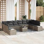 vidaXL Tuinbank Set met kussen 10 pcs Lichtgrijs Polyrattan, Verzenden, Nieuw