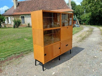 Armoire - Bois, Verre, Métal, Chêne - Meuble RenéJean