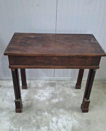 Bureau - Gelakt messing, Walnoot - console in Empire-stijl