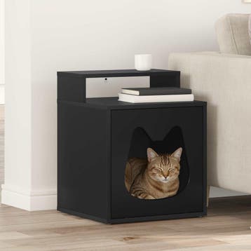 vidaXL Kattenhuis Zwart 42,5 x 40 x 53,5 cm Bewerkt hout, Verzenden