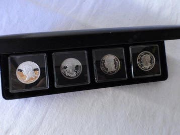 Frankrijk. ND, Coffret de 4 pièces, réédition en argent pur, Timbres & Monnaies