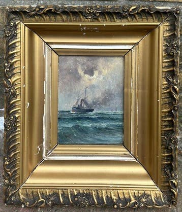 Romain Steppe (1859-1927) - Boot op zee