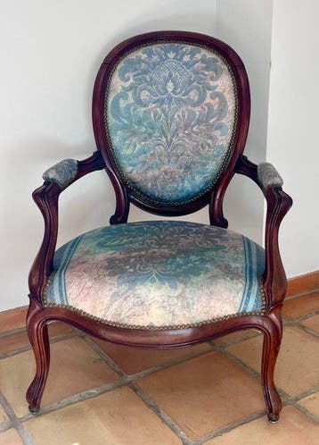 Fauteuil - Walnoot - Louis XV-stijl, 1920-40
