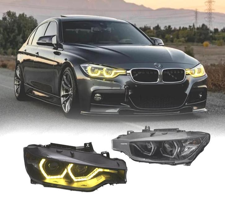 PHARES BMW F30 F31 11-15 ANGEL EYES LUMIÈRE DIURNE LED JAUNE, Autos : Pièces & Accessoires, Éclairage, Envoi