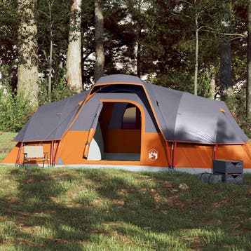 vidaXL Koepeltent 11-persoons waterdicht grijs en oranje, Verzenden, Nieuw
