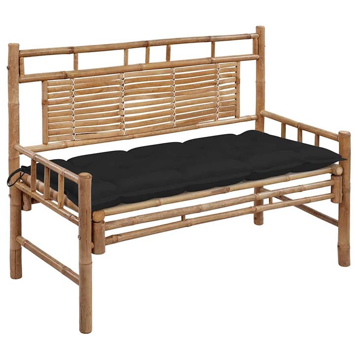 vidaXL Tuinbank met kussen 120 cm bamboe, Tuin en Terras, Tuinsets en Loungesets, Nieuw, Verzenden