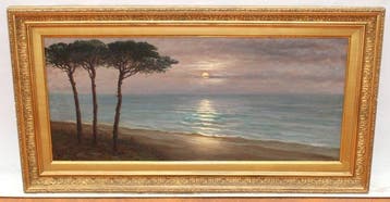 Fernando Martínez Checa (1858-1933) - Atardecer en la playa