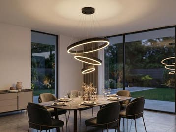Veiling - Hanglamp Zwart Trio Ring 60W LED CCT 3 Kleur, Nieuw