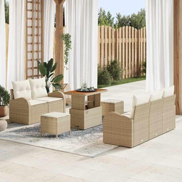 vidaXL Tuinbank Set 8 st 7-Aantal zitplaatsen Beige en Crème, Verzenden, Nieuw
