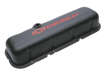Valve Covers, Tall, Steel, Black Wrinkle, Red Chevrolet, Ophalen of Verzenden