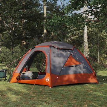 vidaXL Dometent met Verwijderbare Regenfly 4-persoons Grijs, Caravans en Kamperen, Verzenden, Nieuw