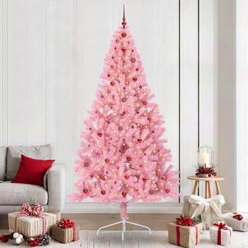 vidaXL Kunststof Voorverlichte Kerstboom met 300 LED Roze, Verzenden