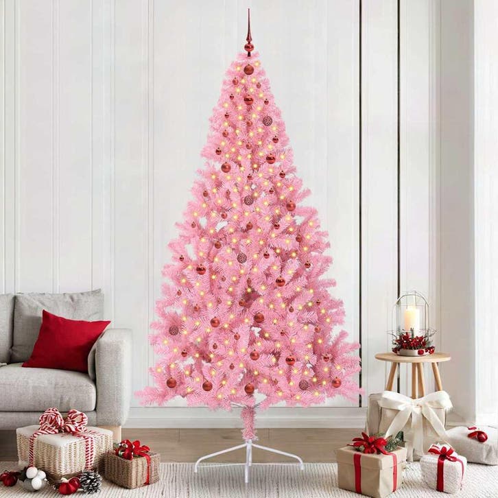 vidaXL Kunststof Voorverlichte Kerstboom met 300 LED Roze, Divers, Noël, Envoi
