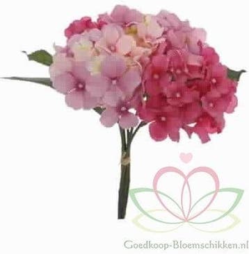 Hortensia Hydrangea Boeketje Pink Zijdenbloem 5 stuks, Nieuw