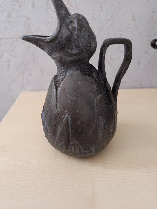 etain - jean Garnier - Vaas - Tin - Kuiken dat uit het ei, Antiquités & Art, Art | Objets design