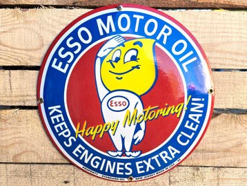 Esso motor oil keeps clean - Emaille bord, Verzamelen, Verzenden, Nieuw