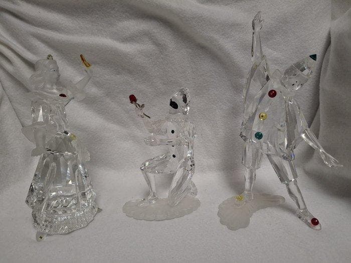 Swarovski - Beeldje - Pierrot, Harlekin, Columbine (3) -, Antiek en Kunst, Curiosa en Brocante