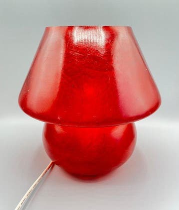 Tafellamp - Champignonlamp Space Age vintage in rode, Antiek en Kunst