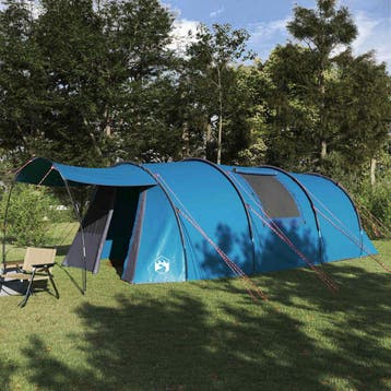vidaXL Tunneltent voor 4 Personen 4-persoons Blauw en Grijs, Verzenden