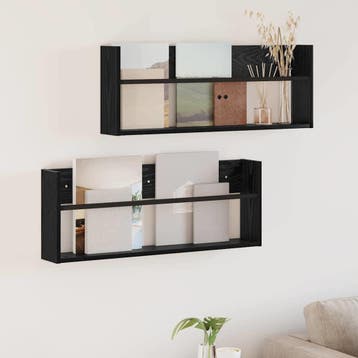 vidaXL Tijdschriftenrek 2 st Zwart Eiken 80 x 12 x 30 cm, Verzenden