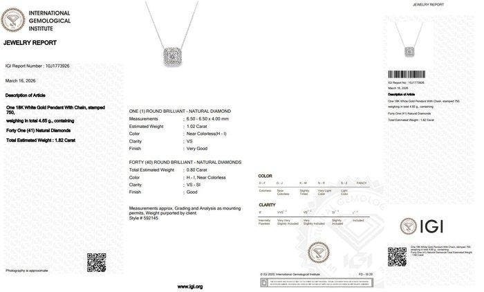 Zonder minimumprijs - Ketting met hanger - 18 karaat Witgoud, Handtassen en Accessoires, Antieke sieraden