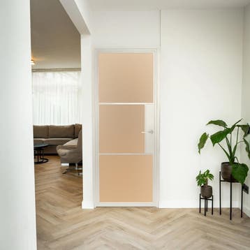 Stalen Binnendeur - 3 Vlaks - Wit - Mat glas - Met slot, Binnendeur
