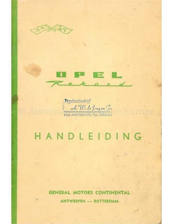 1963 OPEL REKORD INSTRUCTIEBOEKJE NEDERLANDS
