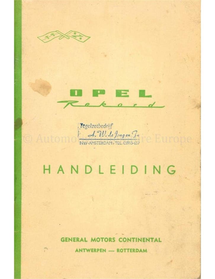 1963 OPEL REKORD INSTRUCTIEBOEKJE NEDERLANDS, Autos : Divers, Modes d'emploi & Notices d'utilisation