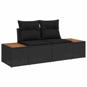 vidaXL Tuin Sofa Zwart 184 x 62 x 85cm poly rattan, Verzenden, Nieuw