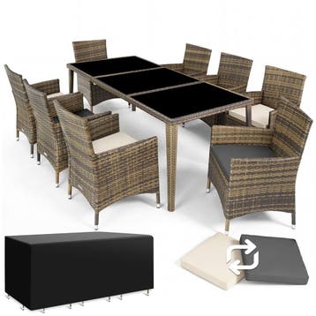 Aluminium wicker zitgroep Menorca 8+1 met beschermhoes, Tuin en Terras, Verzenden, Nieuw